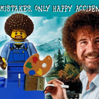 bob ross Lego figure with easel